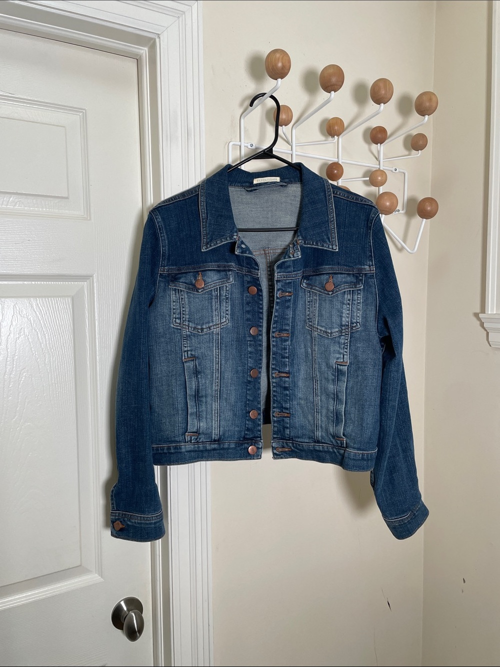Eileen Fisher - Cropped Denim Jean Jacket - Blue - S